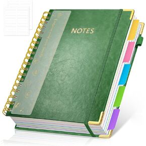 Hardcover Spiral Notebook Journal with Removable PVC Dividers - 8'' x 10'' Large 300 Page B5 Hardcover Leather College Lined Journals Notebook for Work Note Taking Office Home School Supplies, Pink