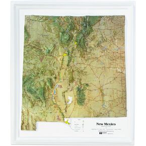 Hubbard Scientific 3D New Mexico Map | خريطة إغاثة مرتفعة حقيقية - يمكنك أن تشعر بالتضاريس | مصبوب بتكوين فراغ | 17 "× 20" | تضاريس مفصلة