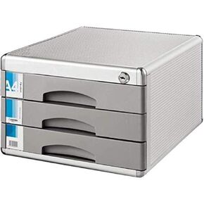 File Cabinet with Lock， File Cabinet with Lock and Drawer Chest 3 Drawer Silver Desktop File Storage Cabinet Home Office Furniture Bookcase