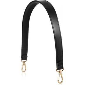 18.31 Inch Black Purse Strap, PU Leather Shoulder Strap Purse Replacement with Swivel Clasps, Black Leather Strap for Handbags, Clutches, Shoulder Bags