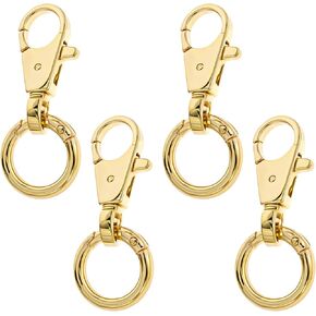 4 Pcs Metal Swivel Clasps Clip, Swivel Snap Hooks Keychain Key Ring Double Opening Lobster Claw Snap Hooks Stainless Steel Purse Clips for Home Car Keys, Jewelry Clasps, Lanyard Making (Gold)