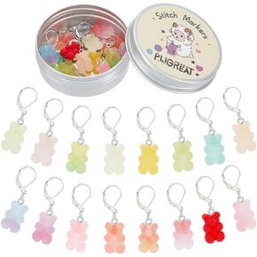 PLIGREAT 16 Pcs Cute Gummy Bear Candy Stitch Marker Ornament Set Knitting Stitch Counter DIY Ornaments Crafts Making Accessories Gift for Mom Woman Tailor Shop Supplies