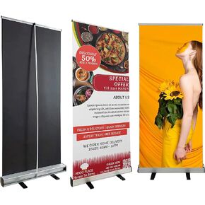 Professional Roll Up Banner Custom Retractable Roll Up Stand with Personalized Banner Printing (Stander & Poster Print) for Trade Show Display & Event Promotion, Business, Wedding, - 33.5 x 83" (whole set))