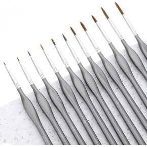 11 Pcs Dry Brush Miniature Painting Drybrush Set, Micro Detail Paint Brush Set, Fine Detail Brushes for Acrylic, Watercolors & Paint by Number, Figurine (Grey)