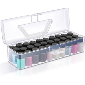 MotiMind Acrylic Mica Powder Storage Case Pigment Powder Organizer for 0. 35 Oz/10g Mica Bottles, Holds up to 30 Bottles Plastic Long Pencil Storage Case with Handle