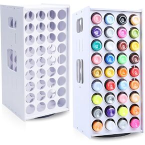 Petyoung Craft Paint Holder Rack with 72 Holes, Spining Craft Paint Storage Organizer Tower Desk Storage, Vertical Pigment Organizer Holder