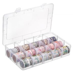 BTSKY 2 PCS Plastic Washi Tape Organizer, Adjustable 15-Grid Compartment Washi Tape Storage Case, Clear Sticker Storage Box for Scrapbook Organizers and Storage, Universal Jewelry Box Bead Organizer in Saudi Arabia