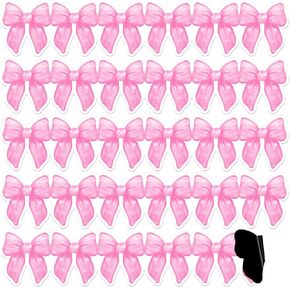 24 Pcs Bow Magnetic Bulletin Board Border Coquette Bow Magnetic Strips Border Trim for Back to School Office Classroom Decor Birthday Party Decorations(Pink)