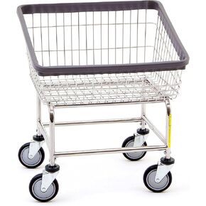 R&B Wire™ 100T Front Load Wire Laundry Cart, 2.25 Bushel, Chrome, Made In USA