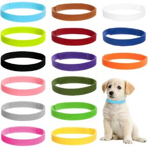 Giantree 15-Pack Puppy Collars for Litter, Whelping Collar for Puppies, Adjustable Identification Collar, Double-Sided Soft Birthing Collars, Reusable for Newborn Puppies and Kittens (15 Colors)