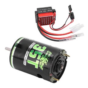 VGEBY Brushed Motor, 540 High Torsion Low Noise Dual Mode Low Voltage Brushed Motor 360A ESC for 1/10 RV, SUV, Short Truck, Truck, Climbing Vehicle (20T) Brushed Motor And Esc