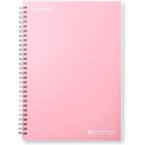 TWONE Graph Paper Notebook Spiral Bound, 10 x 7 Inches with 70 Sheets, 140 Grid Paper, Ideal for Math and More