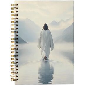 Jesus Christ Spiral Notebook, Jesus Christ Walking on Water, Church Notes Journal, I Will Walk With Christ LDS, Home & Office, Spiral Bound 5.5x8.3