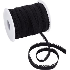 AHANDMAKER 20 Yards Picot Loop Elastic Band, 3/8"(10mm) Spandex Lace Ribbon, Decorative Frilly Lace Stretchy Ribbon, Elastic Ribbon for Lingerie Underwear Dress Headbands DIY Sewing Crafts, White