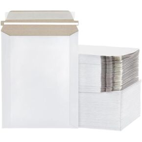 50 Pack 12.75x15 White Rigid Stay Flats Self-Seal Cardboard Envelope Mailers 12.75"x15"