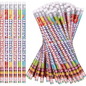 Happy Birthday Pencils Colorful Birthday Pencil for Students Birthday Pencils with Erasers Birthday Party Supplies, 6 Style(72)