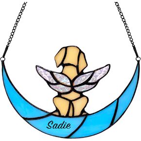 Dachshund Dog Memorial Stained Glass Window Hangings Suncatcher,Pet Memorial Gifts for Dogs, Loss of Dog Sympathy Gift, Dog Bereavement Gift, Dog Passing Away Gifts