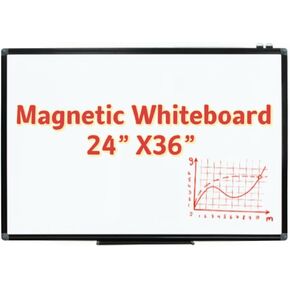 Black Aluminium Frame Magnetic Dry Erase Board for Wall, 36 X 24 Inches Whiteboard for Home, School, Office, Erasable Small Whiteboards