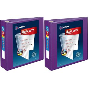 Avery Heavy-Duty View 3 Ring Binder, 3" One Touch EZD Rings, 1 Purple Binder (Pack of 2)