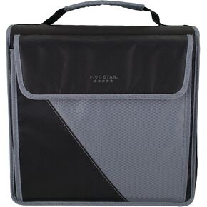 Five Star® Zipper 3-Ring Binder, 3" Round Rings, Black/Gray