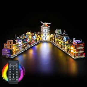 BrickBling LED Lighting Compatible with Lego Diagon Alley Wizarding Shops, RC Version Light kit Compatible with Lego 76444-No Model