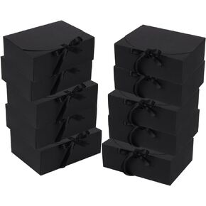 10 Pack Gift Boxes with Ribbon 10x7.5x3.5 Inch - Cardstock Wedding Favor Boxes for Bridesmaid Proposals, Birthday & Holiday Gift Packaging (Gold)