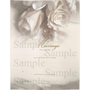 Premium Customized Marriage Certificate with Gold or Silver Foil Embossment (8 1/2 x 11) - U2812 Marriage Silver