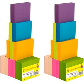 24 Pads Small Sticky Notes 1.5 x 2 in, Bright Colors, Half-Adhesive, Mini Sticky Notes Self-Stick Note Pads for Office School Supplies, 100 Sheets/Pad, 2400 Sheets Total, 4A 301x12-Nx2