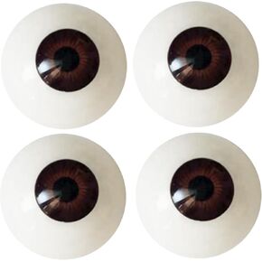 Realistic Acrylic Eyeball, 2 Pairs Plastic Hollow Eyeball, 30mm Beige Diameter Half Round Fake Eyes for Halloween Party Decor Art Dolls Props, Black