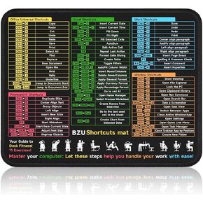 BZU Excel Cheat Sheet Desk Pad Mouse Pad - Small Portable Waterproof Mousepad for Office, Gaming - Mouse Pads for Desk with Non-Slip, 10.3"x8.3" Mouse Pad for Excel/Word/PowerPoint/Windows Shortcuts