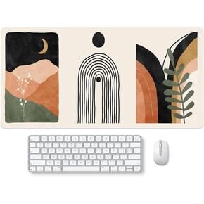 Boho Sage Green Sun with Sun Light Burst Large Mouse Pad 31.5"x15.7" Washable Cute Mousepad for Office Laptop Computer,Non-Slip Rubber Base Mouse Pads for Wireless Mouse,Boho Lovers Gifts