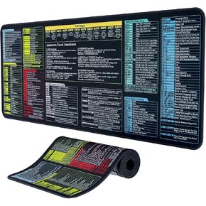 QSSRWNAO Excel Cheat Sheet Mouse Pad, Large Desk Mat for Keyboard and Mouse, Waterproof Extended Gaming Mousepad,Non-Slip Office & Gaming Keyboard Pad (Common Office Software)