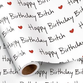 RUSPEPA Funny Birthday Wrapp Wrappe Roll for Women Men ، Mini Roll ، أنت عيد ميلاد سعيد! رسالة نصية مع ورق هدايا Red Hearts للاحتفالات الممتعة ، 17 بوصة × 16.4 قدم