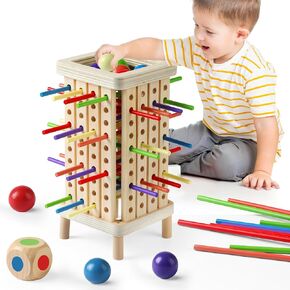 Montessori Game Wooden Board Game, Multiplayer for Kids 4-8, Math Educational, Fine Motor Skill Toy for 3+ Year Olds Girls Boys, Classic Fun Games for Age 3 4 5 6 7 8 Girls Boys Gifts