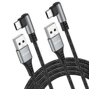 Short USB C Cable Right Angle 1ft, [3Pack 1ft] Portable USB-C Charger Nylon Braided Fast Charging Cord for Samsung Galaxy S10 S9 S8 Plus Note 9 8,Power Bank and Other Type c Devices