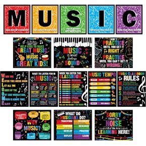 gisgfim 16 Pcs Music Posters for Classroom Inspirational Quote Bulletin Board Decorations Musician Education Banner for Back to School Teacher Supplies Elementary Middle High School Wall Art Decor