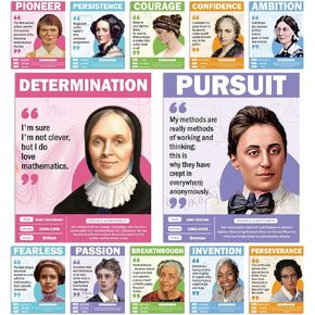 gisgfim 12Pcs Famous Women Mathematicians Posters for Classroom 14 x 11 Inch Inspirational Quote Math Bulletin Board Posters Math Wall Art Decorations for Middle High School College Library Room