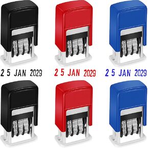6 Pcs Self Inking Date Stamps Office Day Month Year Business Stamps for Diary Receipt Work Bookkeeping Accounting