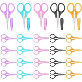 25Pcs Mini Scissors All Purpose, Stainless Steel Sharp Small Sewing Scissors with Protective Cover Straight Fine Tips Design Scissor for Crafts Facial Hair Trimming Sewing Paper Cutting DIY Projects