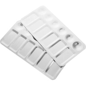 jojofuny 2Pcs Stainless Steel Color Mixing Plates Durable Pigment Trays for Watercolor and Art Painting Design Lightweight and Easy to Clean for Artists and DIY Projects