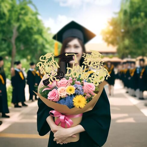 Gyufise 12Pcs Congrats Grad 2025 Centerpiece Sticks Glitter 2025 Graduation Done Diploma Table Flower Centerpieces Sticks Class of 2025 Party Decorations for 2025 Graduation Party Supplies Pink in Saudi Arabia