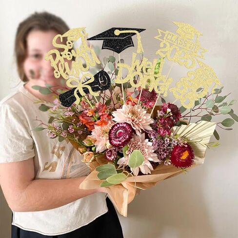 Gyufise 12Pcs Congrats Grad 2025 Centerpiece Sticks Glitter 2025 Graduation Done Diploma Table Flower Centerpieces Sticks Class of 2025 Party Decorations for 2025 Graduation Party Supplies Pink in Saudi Arabia