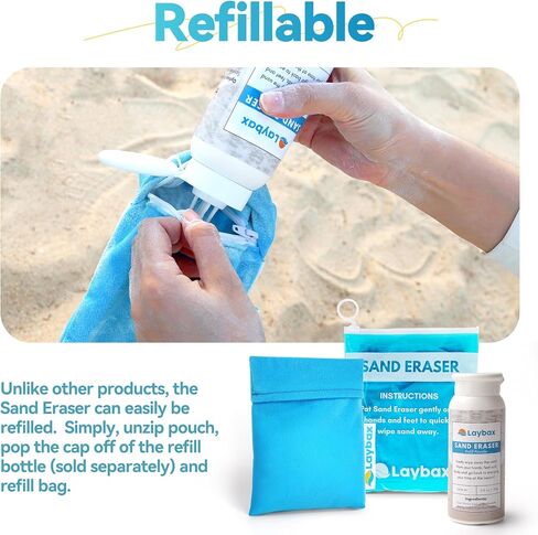 Eraser Sand - مزيل الرمال القابل لإعادة التعبئة للشاطئ مع حزام يدوي مرن للعائلات في إجازة ، وحجم كبير مع حقيبة ووزارة قابلة للاستمتاع ، 3 مكونات فقط in Kuwait