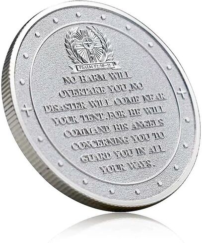 The Archangel St Michael Challenge Coin Collector - Psalm 91:10-11 (Silvery) in Kuwait