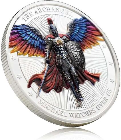 The Archangel St Michael Challenge Coin Collector - Psalm 91:10-11 (Silvery) in Kuwait