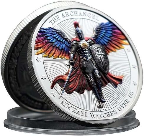 The Archangel St Michael Challenge Coin Collector - Psalm 91:10-11 (Silvery) in Kuwait