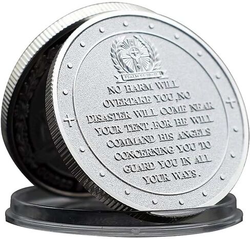 The Archangel St Michael Challenge Coin Collector - Psalm 91:10-11 (Silvery) in Kuwait