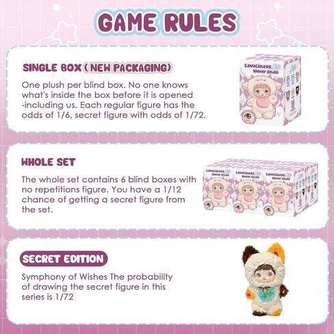 Blind Box Loveliness Never Ends Series Plush - 3 Expressions Adorable Mystery Plush Toys for Collectors - 7.1IN Random Surprise Doll with Unique Designs, 1PCS (Upgrade Packaging) in Kuwait