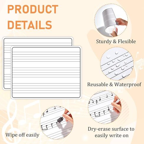 24Pcs Dry Erase Music Staff Lap Boards for Student Reusable Musical Notes Double Sided Erasable Cardboard Music Note Whiteboard for Musical Teacher Classroom Homeschool Portable Teaching Tool 12" x 9" in Saudi Arabia