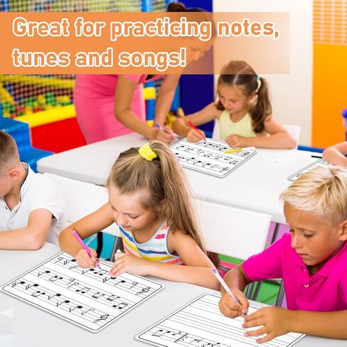 24Pcs Dry Erase Music Staff Lap Boards for Student Reusable Musical Notes Double Sided Erasable Cardboard Music Note Whiteboard for Musical Teacher Classroom Homeschool Portable Teaching Tool 12" x 9" in Saudi Arabia